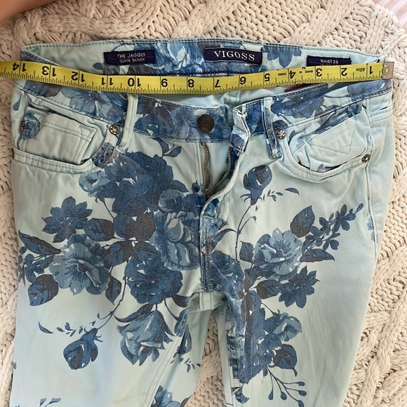 VIGOSS Denim Floral Blue Skinny Jeans - Picture 7 of 8